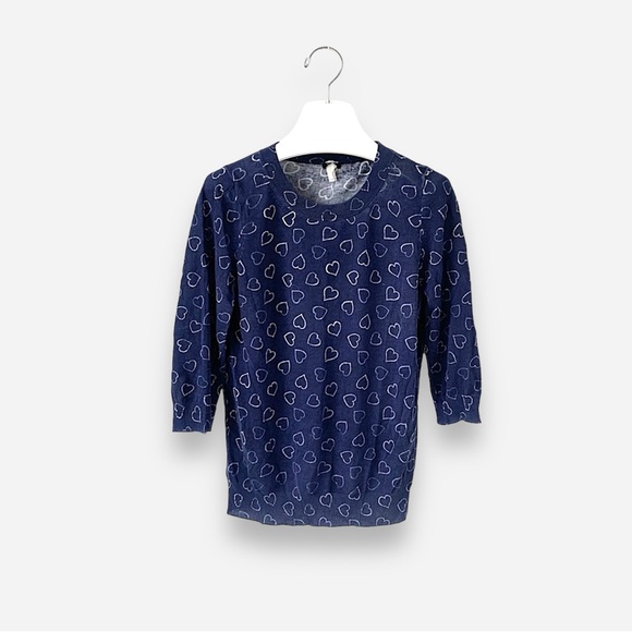 🌸J Crew🌸 3/4 sleeves sweater top size xsmall heart - Picture 1 of 8